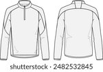 Half-zip longsleeve sport shirt. Fashion illustration vector design template featuring zip closure, slim fit and sports panelling.