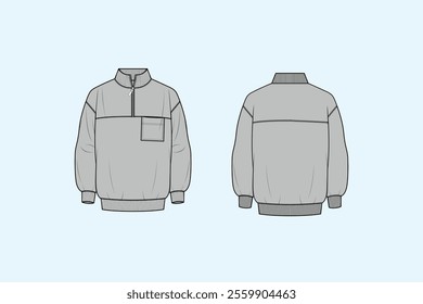 A half-zip sweater is a type of sweater or pullover characterized by a zipper that runs partially down the front. The zipper typically extends from the collar to somewhere below the chest,