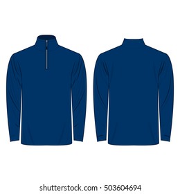 Half-Zipper long sleeve blue Shirt isolated vector on the white background