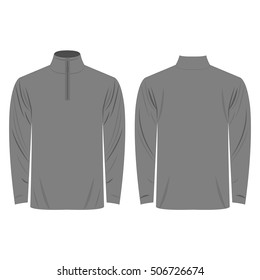 Half-Zipper long sleeve grey Shirt isolated vector on the white background