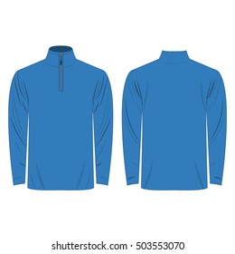 Half-Zipper long sleeve light blue Shirt isolated vector on the white background
