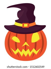 halhalloween pumpkin with witch hat vector illustration design