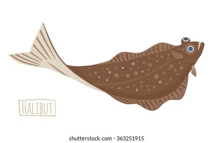 Halibut illustration, cartoon