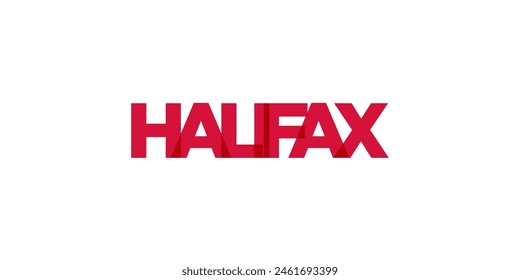 Halifax in the Canada emblem. The design features a geometric style, vector illustration with bold typography in a modern font. The graphic slogan lettering.