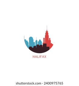 Halifax cityscape skyline city panorama vector flat modern logo icon. Canada, Nova Scotia province town emblem idea with landmarks and building silhouettes