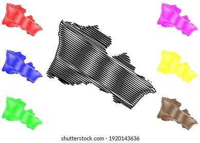 Condado de Halifax, Estado de Carolina del Norte (condado de los EE.UU., Estados Unidos de América), mapa de ilustraciones vectoriales, dibujo de garabatos mapa de Halifax