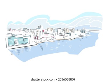 Halifax Nova Scotia Canada vector sketch city illustration line art colorful watercolor style