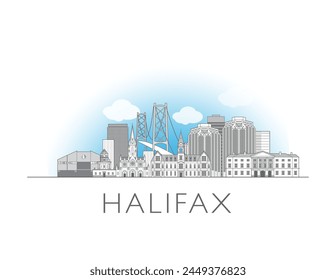 Halifax skyline cityscape line art style vector illustration