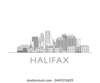 Halifax skyline cityscape line art style vector illustration