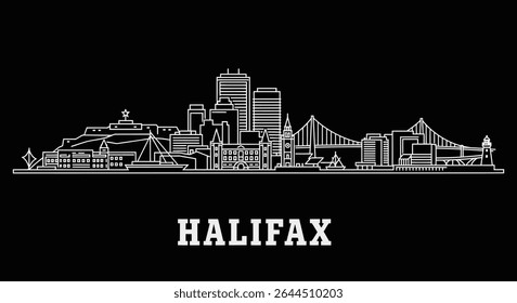 Halifax skyline line art Canada city view.