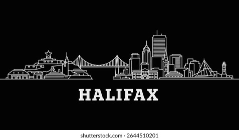 Halifax Skyline com Nova Escócia, Paisagem urbana e Outline.