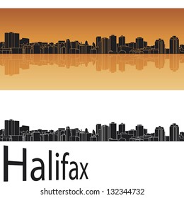 Halifax skyline in orange background in editable vector file