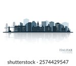 Halifax skyline silhouette with reflection. Landscape Halifax, Canada. Vector illustration.