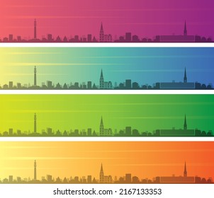 Halifax UK Multiple Color Gradient Skyline Banner