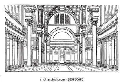 Hall of the Baths of Caracalla, vintage engraved illustration. Industrial encyclopedia E.-O. Lami - 1875.