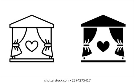 hall icon set, isolated wedding outline icon set on white background