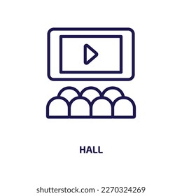 hall icon from user interface collection. Thin linear hall, office, school outline icon isolated on white background. Line vector hall sign, symbol for web and mobile