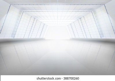 Hall, large space. Vector illustration.