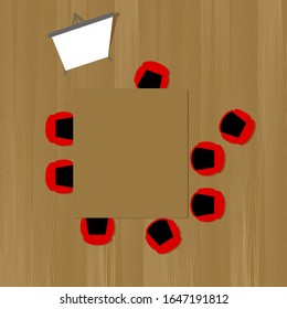 Hall for meetings, presentations and conferences. Interior business conference, training hall seminar, corporate speech professional workshop illustration