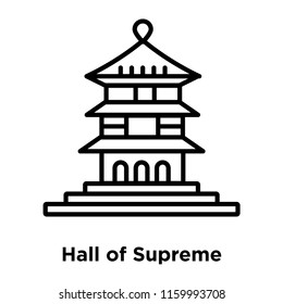 Hall of Supreme Harmony in Beijing icon vector isolated on white background, Hall of Supreme Harmony in Beijing transparent sign , line or linear sign, element design in outline style