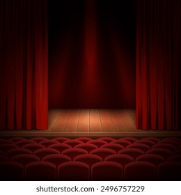 The hall in the theater is red. Vector illustration