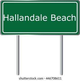 Hallandale Beach , Florida, road sign green vector illustration, road table, USA city
