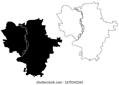 Halle City (Federal Republic of Germany, Saxony-Anhalt) map vector illustration, scribble sketch City of Saale map