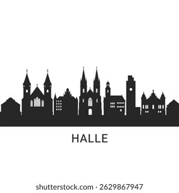 Halle Germany Skyline Silhouette with Black.