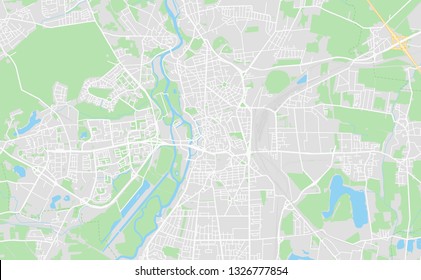 Halle (Saale), Germany printable street map in classic style colors with all relevant motorways, roads and railways. Use this map for any kind of digital info graphics and print publication.