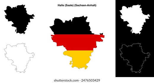 Halle (Saale) (Sachsen-Anhalt) blank outline map set