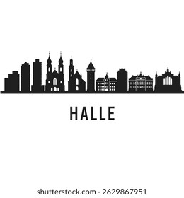 Halle Silhouette Cityscape Vector Germany.