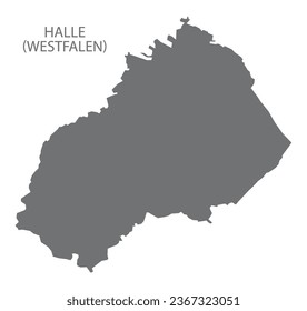 Halle Westfalen German city map grey illustration silhouette shape