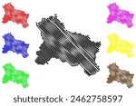 Hallein district (Republic of Austria or Österreich, Salzburg state) map vector illustration, scribble sketch Bezirk Hallein or Tennengau map