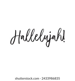 Hallelujah word card, religious typography, Christian praise the Lord