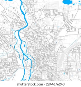 HalleSaale, Saxony-Anhalt, Germany high resolution vector map with editable paths. Bright outlines for main roads. Use it for any printed and digital background. Blue shapes and lines for water.