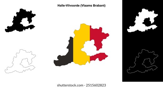 Conjunto de mapas de Halle-Vilvoorde arrondissement outline