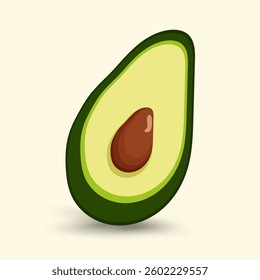 Hallf green slice avocado fresh fruit concept. and Products for healthy diet. Vector flat illustration on isolated light background.