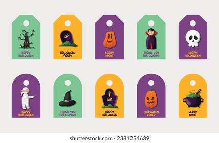 Hallloween Tag Collection mit Halloween Illustration