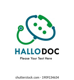 Hallo doc logo template illustration.there are sthetoscope with phone 