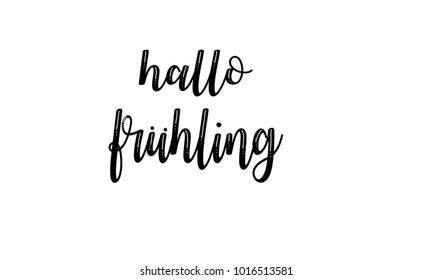 hallo Frühling in German. It means hello spring. Vector illustration eps 10