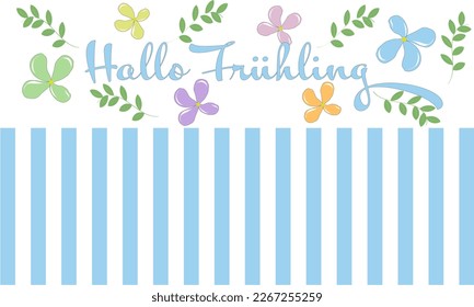 Hallo Frühling - Deutscher Text - Hallo Frühling. Ringelblume Hintergrund in Pastellfarben.