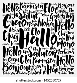 Hallo (Hello Greeting in German) word cloud in different languages of the world