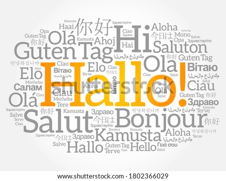 Hallo (Hello Greeting in German) word cloud in different languages of the world