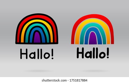 Hallo rainbow color illustration for shirts, posters, flyers, cards, stickers and professional design.