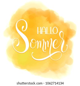 Hallo Sommer. Hello Summer lettering on German. Elements for invitations, posters, greeting cards. Seasons Greetings