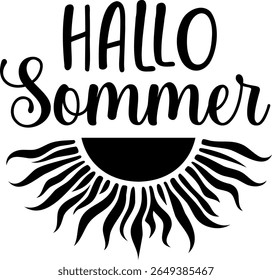 Hallo Sommer. Summer vector lettering. German text: Hello, Summer.