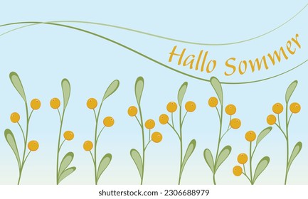 Hallo Sommer - Text auf Deutsch - Hallo Sommer. Grußkarte mit floralem Design.