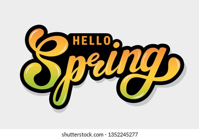 Hallo spring. Hand drawn lettering. Vector illustration