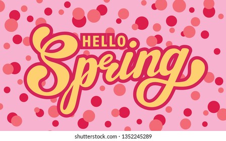 Hallo spring. Hand drawn lettering. Vector illustration