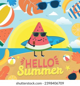 Hallo Summer With Watermelon, sunglass and more